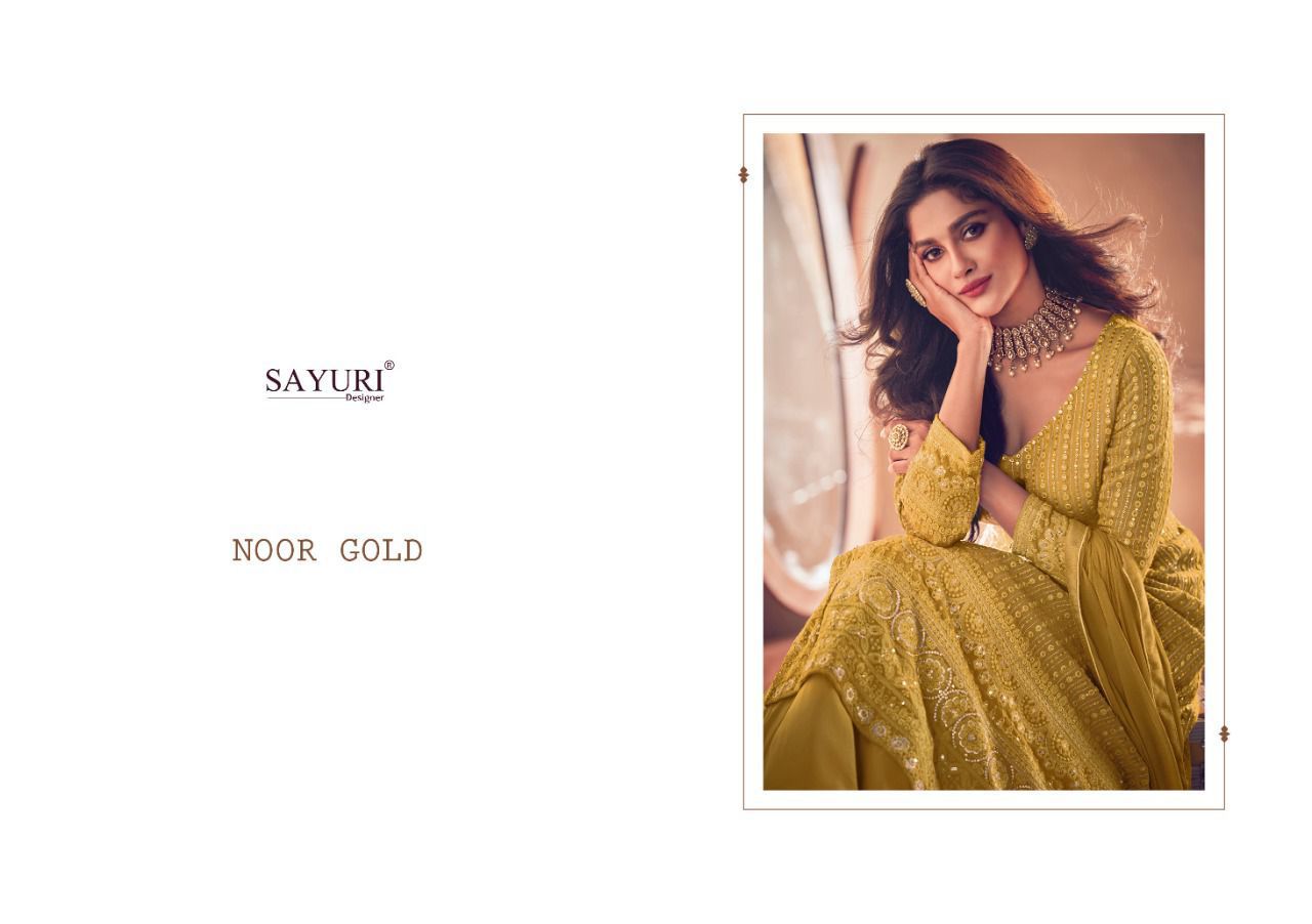 SAYURI NOOR GOLD Heavy Wedding Wear Real Georgette Long Latest Salwar Suit Collection